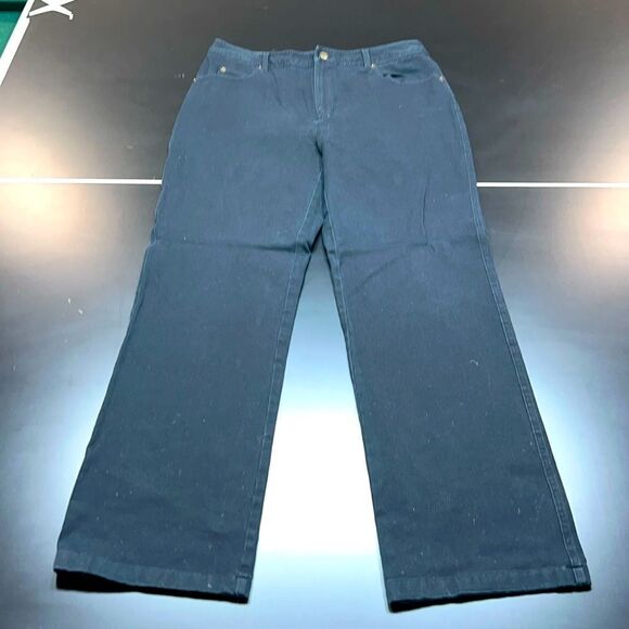 Black Stretch Denim Pants By Pick & Peck. Size 8 - Picture 1 of 5